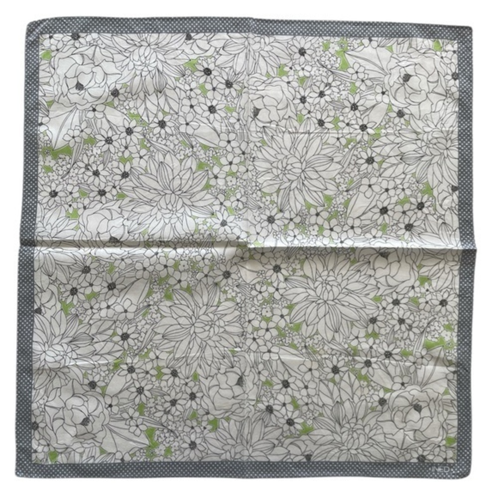 Ined Vintage Floral Pattern with Green Accents Handkerchief